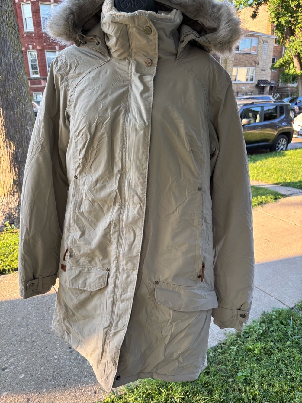 Women’s Winter Parka Coat - Cream Hooded Jacket